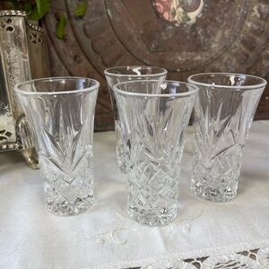 Cut glass crystal shot glasses Hollywood regency barware set of 4